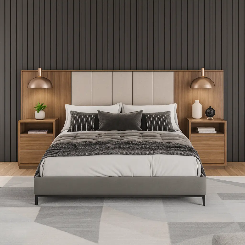 TETE DE LIT CHENE AVEC 2 CHEVETS 2625X1200 — Bandari