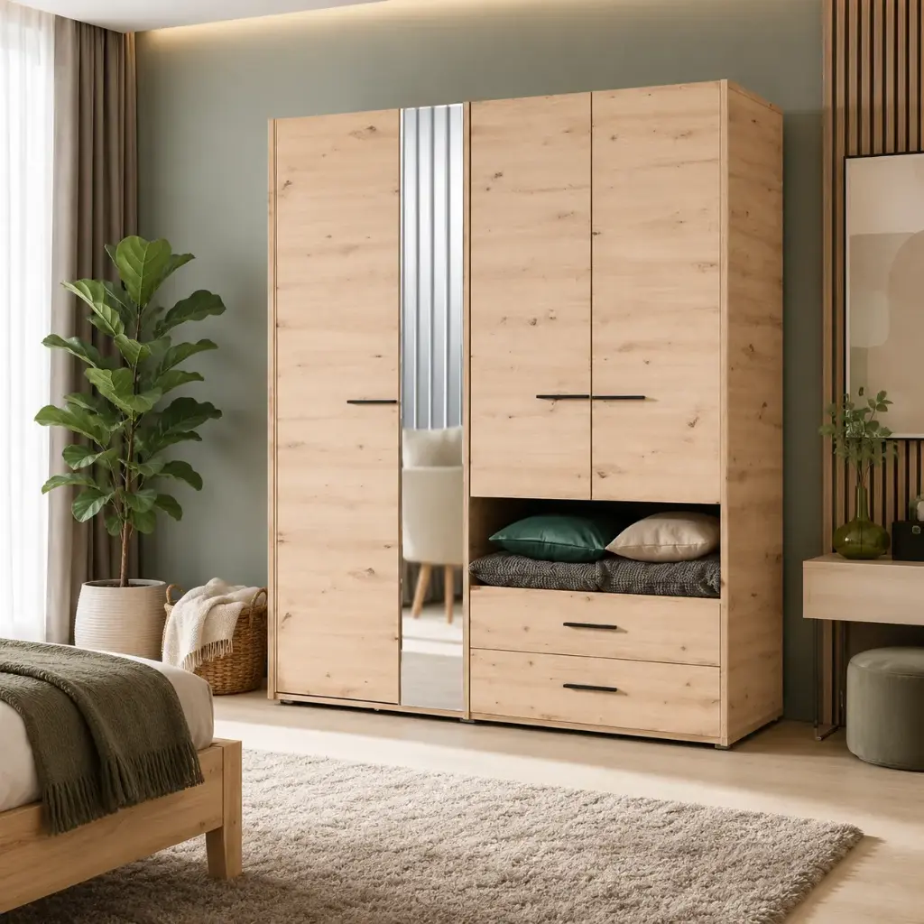 Armoire Cambris 4 portes 2 tiroirs 161x54x205
