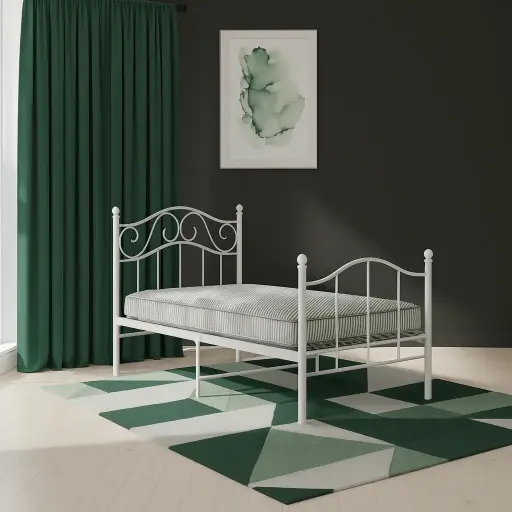 [LITFER-BLANC-90] LIT EN FER FORGE 190X90 BLANC — Wema