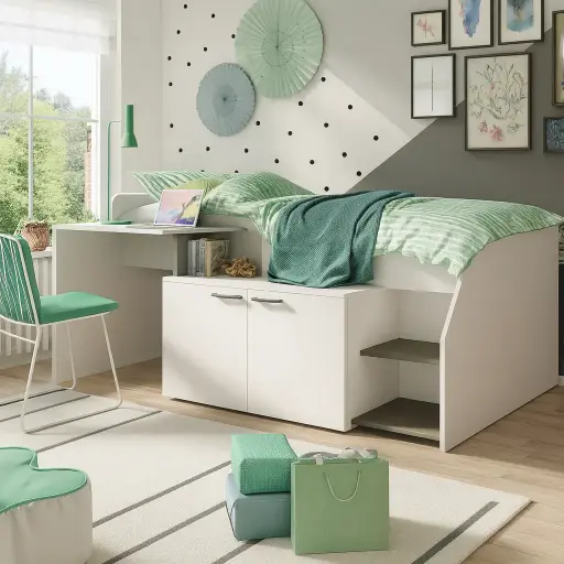 [MULTI-LIT] LIT MULTI BLANC/GRIS W10227 — Kombé