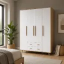 Armoire bois 4 portes / 4 tiroirs 160x200x50